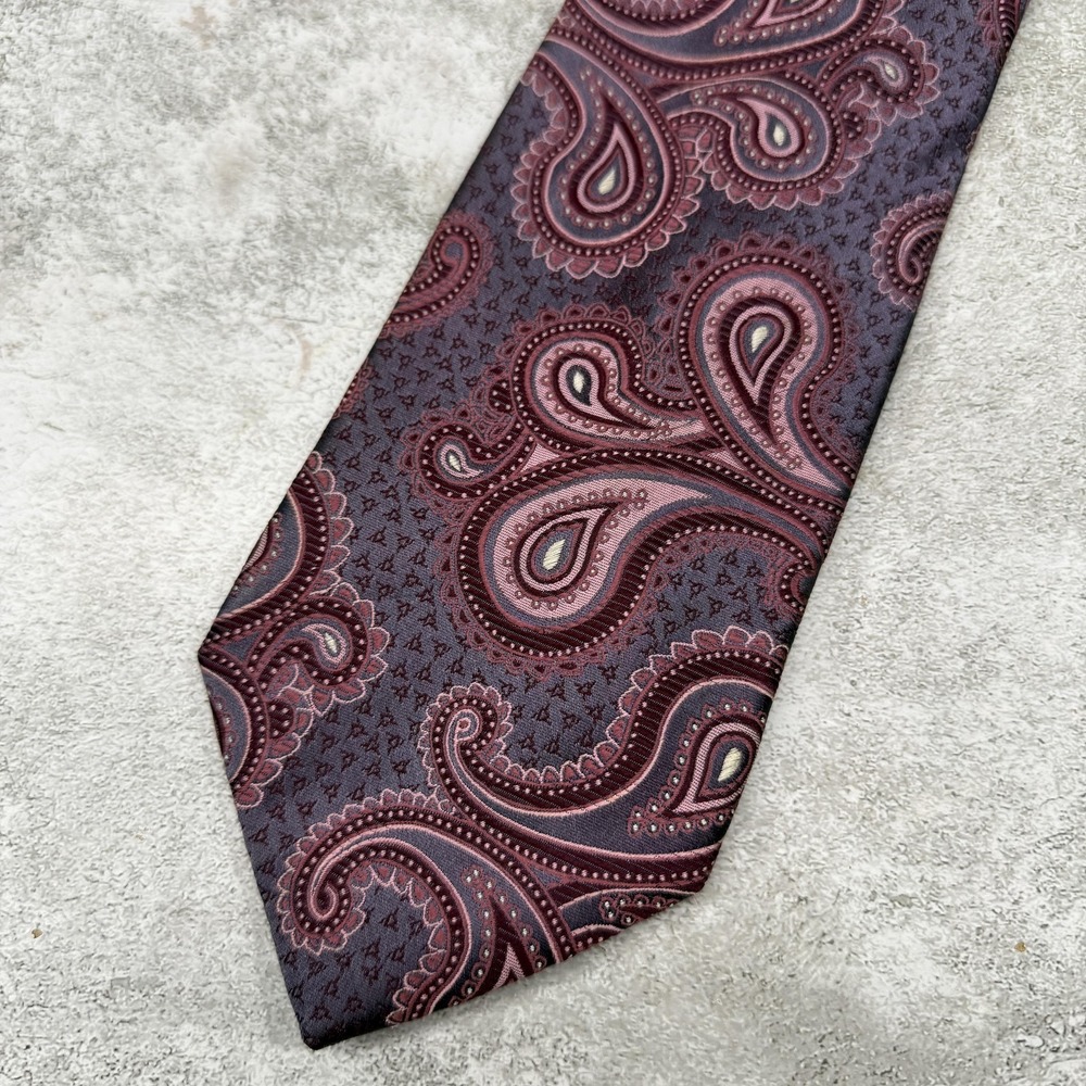 Sean John Silk Tie Mens One Size Purple Paisley Designer Made In China Necktie